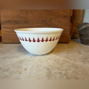 Hearth & Hand with Magnolia small glass bowl 5-1/2” white with red